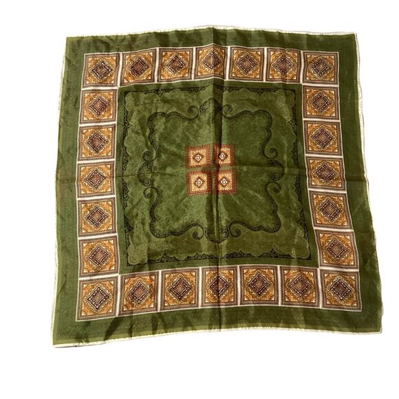 Satin Hand Printed Scarf - Picture 2 of 3